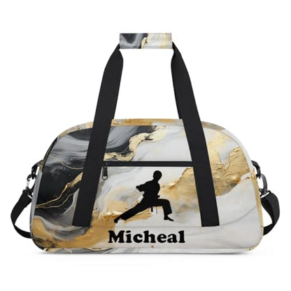 Personalized Martial Art Bag Duffel Bag for Girls, Custom Taekwondo Karate Bag Overnight Bags for Travel Weekender Practice Squat - color: Option 14