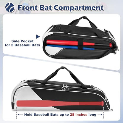 DSLEAF Youth Baseball Duffle Bag for 2 Bats, Small Softball Gear Bag with Separate Shoe Compartment for Youth Baseball Gear & Equipment
