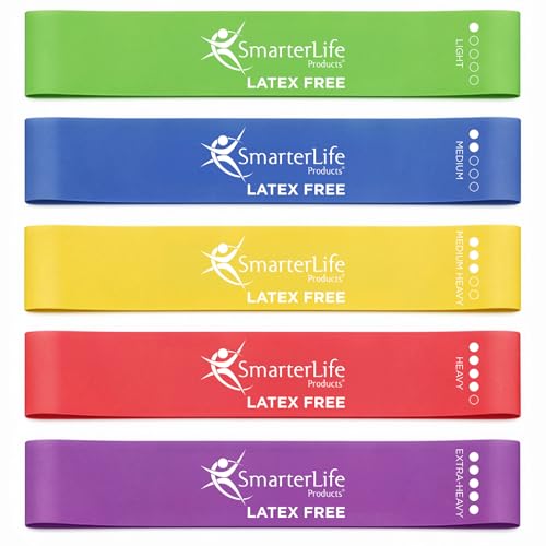 SmarterLife Resistance Bands, Set of 5 Extra Wide Latex-Free Exercise Bands | Bands for Working Out - For Women, Men - Weight Loss, Physical Therapy Bands, Booty Bands, Home Gym, Workout Guide Included