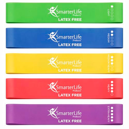 SmarterLife Resistance Bands, Set of 5 Extra Wide Latex-Free Exercise Bands | Bands for Working Out - For Women, Men - Weight Loss, Physical Therapy Bands, Booty Bands, Home Gym, Workout Guide Included
