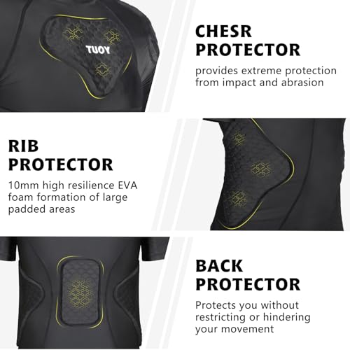 Mens Football Rib Protector with Pads Adult Protective Undershirt Heart Guard for Softball Rugby Lacrosse - size: Medium
