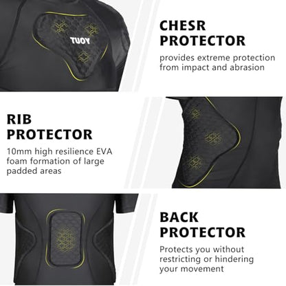 Mens Football Rib Protector with Pads Adult Protective Undershirt Heart Guard for Softball Rugby Lacrosse - size: Medium