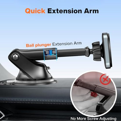 APPS2Car Suction Cup Mount for Garmin GPS/Phone Holder with Extension Arm | 17.2mm Ball Joint Replacement Base for Car Dashboard Windshield, GPS Holder for Garmin Dezl Nuvi Drive Drivesmart RV
