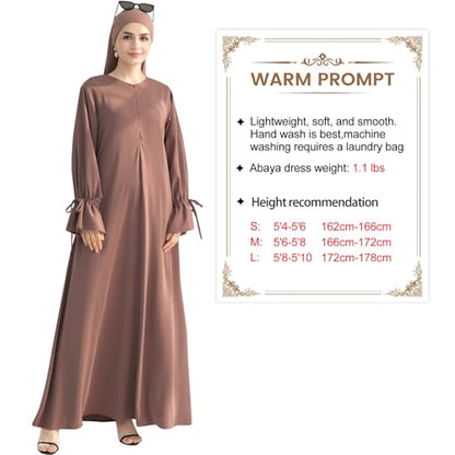khalat Women's Muslim Kaftan Abaya Dress Eid Prayer Dress for Women Islamic Daily Dress Smooth Flowy Muslim Women Clothes - color: Khaki, size: Medium