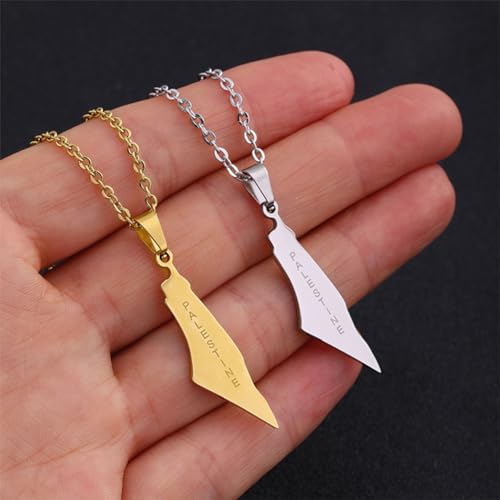 Palestine Necklace Palestine Map Pendant Necklace Stainless Steel Palestine Letter Map Necklace for Women Men Arabic National Jewelry - color: 02