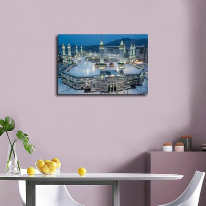 Islamic Subject Mural Wall Art Canvas Print Pilgrimage To Mecca Poster on Canvas Art Print, Wall Art for Living Room, Bedroom, Home Corridor Apartment Decor (24x36inch Unframed) - size: 24x36inch Unframed