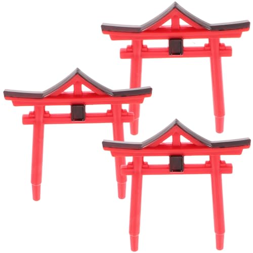 Yardwe Aquarium Torii Gate Fish Tank Decor 3-Pack Japanese Shinto Temple Resin Sculpture Weatherproof Micro Garden Ornament Aquarium Accessories