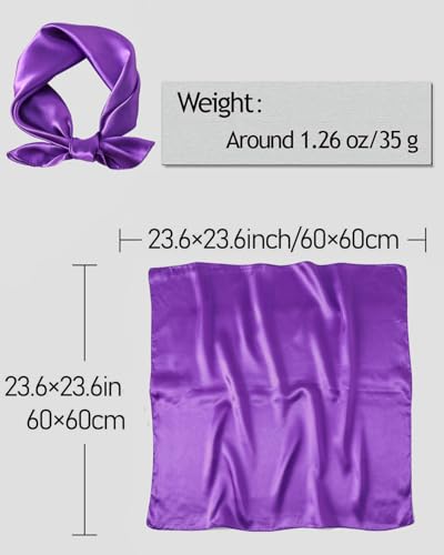 Saiusloa Solid Color Neck Scarf For Women Square Satin Head Scarves headband Bandanas 23.6× 23.6 inches - color: 18-modena
