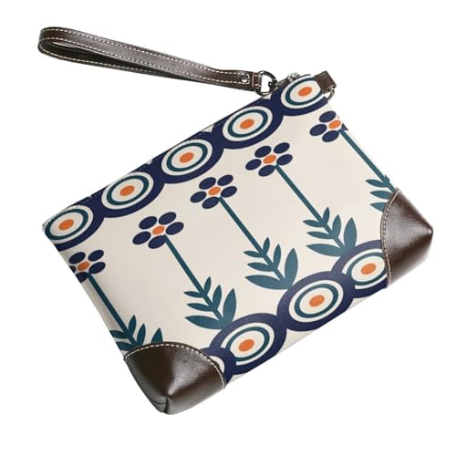Leather Clutch Purse for Women, Large Capacity Wristlet Wallet with Removable Strap, Zip Handbag - color: Polish Blue