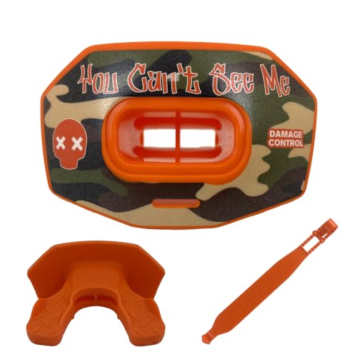 DAMAGE CONTROL Youth Football Mouth Guard – Breathable No Boil Mouthpiece, Protects Lips & Teeth, Works with Braces, Includes Helmet Strap – Sports Gear & Accessories (You Can't See Me) - color: You Can't See Me)