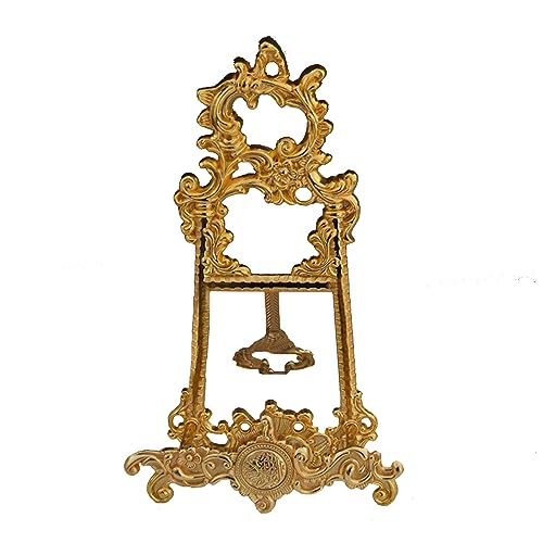 Vintage Gold Bible Stand, Antique Metal Cookbook Stands, Deluxe Foldable Plate Display Holders, Multipurpose Easel, for Menu, Recipe Book, Paintings, Platters, Table, Picture Frames, Plaques - size: L