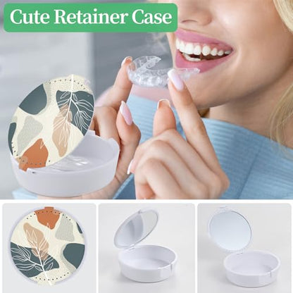 Retainer Case, Denture & Orthodontic Aligner Case With Mirror & Ventilation, Desert Leaf - color: Desert Leaf