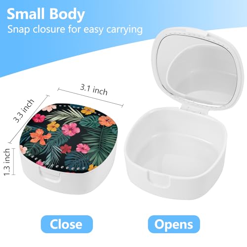 Retainer Case with Mirror & Ventilation Holes - Night Guard & Orthodontic Aligner Case,Green Leafed Flower - color: Green Leafed Flower
