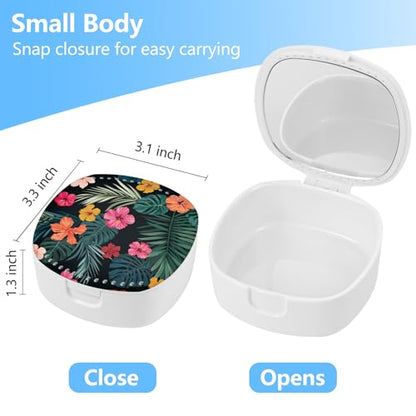 Retainer Case with Mirror & Ventilation Holes - Night Guard & Orthodontic Aligner Case,Green Leafed Flower - color: Green Leafed Flower