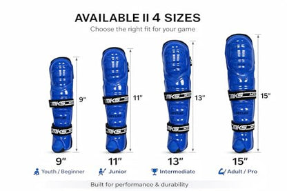 MyLec MK5 Street/DEK Shin Pad, Lightweight & Durable Hockey Accessories, 360° Straps, Hard Front Shells, Breathable Material, Metatarsal Padding Ice Hockey Shin Guards, Foam Rubber - color: Blue, size: 11"