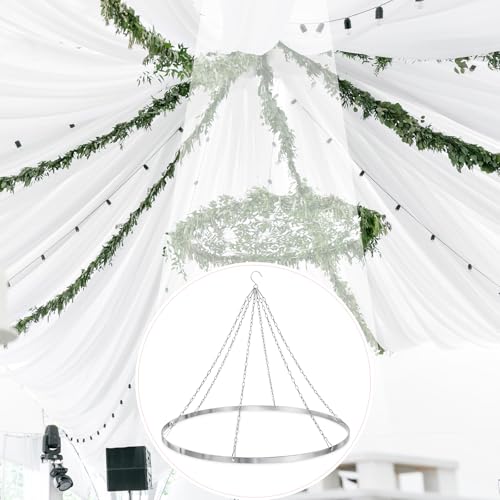 Otoollling 24 Inch Silver Metallic Ceiling Drapes Hanging Kit for 6 Panels - color: Silver, size: 24"W x 24"L (Pack of 1), style: 6 Panels