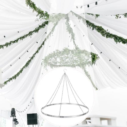 Otoollling 24 Inch Silver Metallic Ceiling Drapes Hanging Kit for 6 Panels - color: Silver, size: 24"W x 24"L (Pack of 1), style: 6 Panels