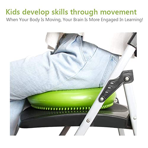 WIWAPLE Wiggle Seat, Inflatable Stability Balance Disc Wobble Cushion, Balance Disc Wiggle Seat, Flexible Seating Classroom with Free Air Pump Sensory Kids (Office & Home & School) - color: Green