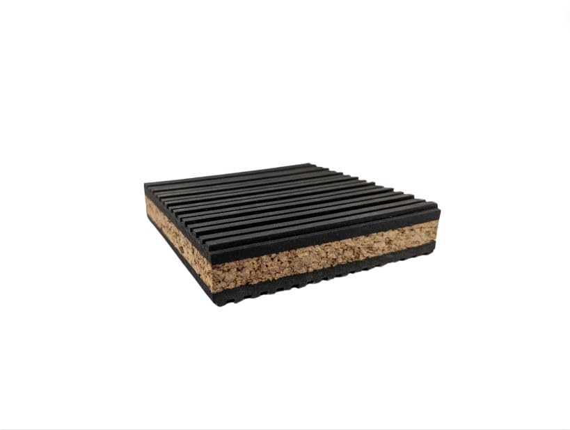 4"x4" PROFESSIONAL GRADE Cork and Ribbed Neoprene Vibration Pad 1 Pack - size: 4x4