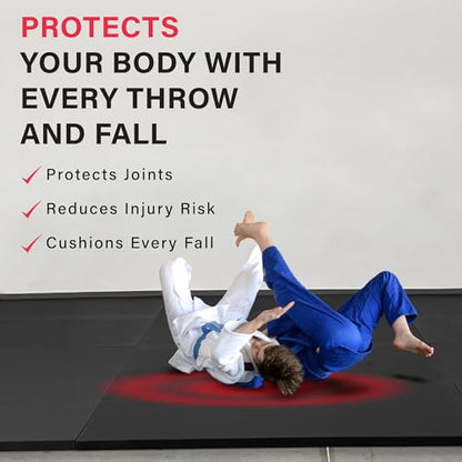 COCO MATS 'N MORE IJF Approved Judo and Martial Arts Mat – High Density Training Mat with Tatami Non-Slip Vinyl Surface, MMA Mats & BJJ Mats for Gym & Home Training - color: Black