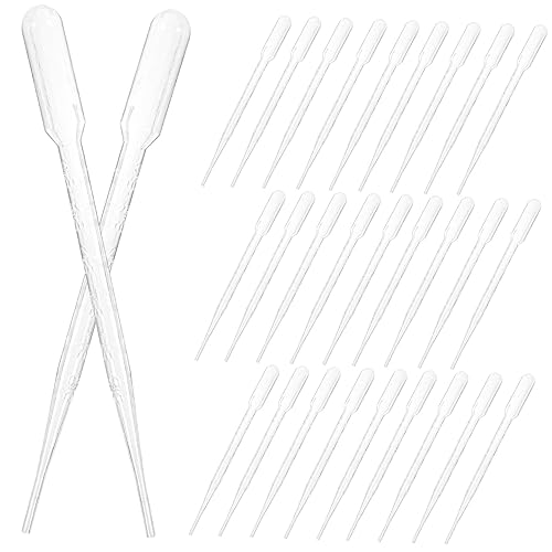 100pcs 3ML Pasteur Pipette Lab Transfer Pipettes Disposable Dropper for Mixing Washable Soft and Pliable