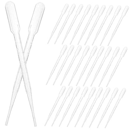 100pcs 3ML Pasteur Pipette Lab Transfer Pipettes Disposable Dropper for Mixing Washable Soft and Pliable