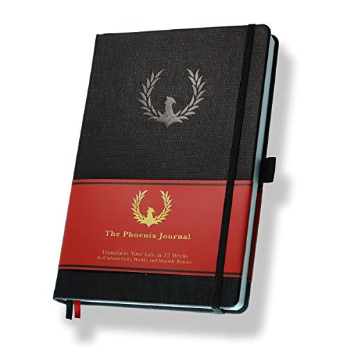 The Phoenix Journal - Quarterly Goal Planner, Daily Planner Journal & Organizer for Goal Setting, Productivity & Focus - Undated 12 Week Planner, Weekly & Monthly Planning, Habit Tracking - Hardcover - Black - color: Charcoal
