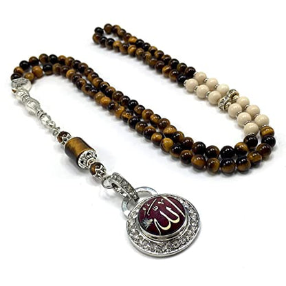 Special Prayer Beads Series -99 beads- Tesbih Tasbih Tasbeeh Misbaha Masbaha Subha Sebha Sibha (Unique Design Stylish Tiger Eye Model -6 mm-99 Small Beads-) - color: Unique Design Stylish Tiger Eye Model -6 mm-99 Small Beads-