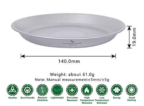 Boundless Voyage Ultralight Titanium Bowl Pan Plate Dish with Carry Bag Outdoor Camping Portable Tableware Cookware (Ti1111T (Shallow Plate)) - color: Ti1111T (Shallow Plate)