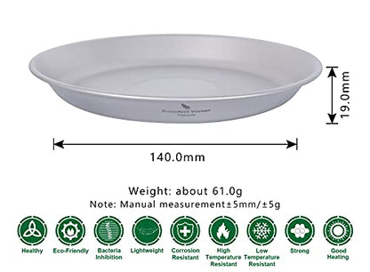 Boundless Voyage Ultralight Titanium Bowl Pan Plate Dish with Carry Bag Outdoor Camping Portable Tableware Cookware (Ti1111T (Shallow Plate)) - color: Ti1111T (Shallow Plate)