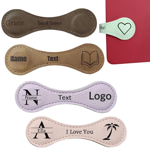 Personalized Magnetic Leather Bookmark, Custom Magnetic Leather Bookmark with Logo Text, Magnetic Bookmarks for Women, Gift for Reader, Book Lover, Men, Women, Friend, Birthday (26 Letters) - color: 26 Letters