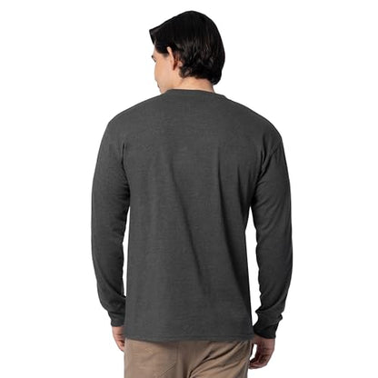 Fruit of the Loom Men's Eversoft Cotton Long Sleeve T-Shirts, 2 Pack - color: Long Sleeve - Black Heather, size: Large