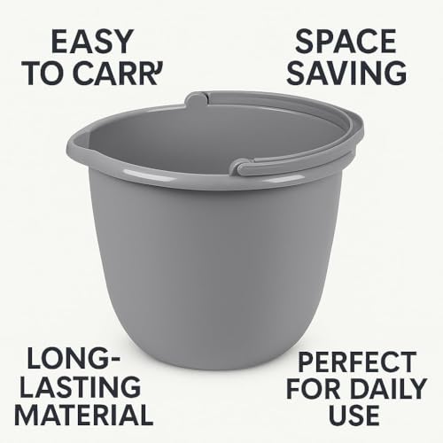 10 Qt. Spout Pail – Classic Titanium Plastic Utility Bucket with Comfortable Handle, Durable Multi-Purpose Pail for Household Cleaning & Storage