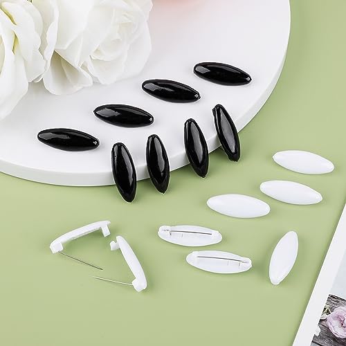 16pcs Scarf Safety Pins, Colorful Hijab Pins with Box Fashion Plastic Cover Hijab Pin Pack for Women Muslim Girls (White, Black)