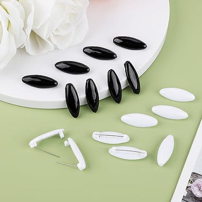 16pcs Scarf Safety Pins, Colorful Hijab Pins with Box Fashion Plastic Cover Hijab Pin Pack for Women Muslim Girls (White, Black)