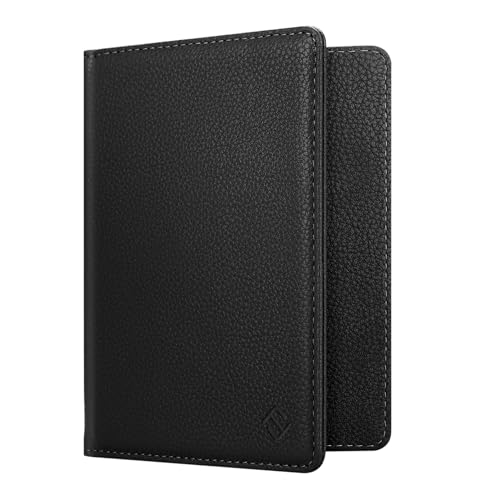 FINTIE Passport Holder, Slim Travel Wallet RFID Blocking Card Case Cover - color: Black