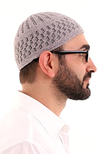 ihvan online Turkish Muslim Winter Velvet Kufi Hats for Men, Taqiya, Takke, Peci, Islamic Caps, Islamic Gifts, Standart Size - color: Grey