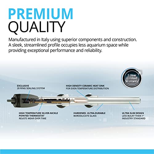 Fluval M 150-Watt Submersible Aquarium Heater – Reliable, Compact Heating with Mirror Technology for Fresh & Saltwater Tanks Up to 45 Gallons | Reliable, Compact Heating, Mirror Technology, Fresh & Saltwater Tanks Up to 45 Gallons - size: M150