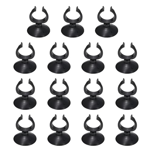 Aquarium Suction Cups, Fish Tank Suction Cups Clips Airline Tube Holders Clamps (Plastic, 15Pcs, Black) for 1.1" Fish Tank Airline Tubing Binding Moss Shrimp Nest, 28x45MM - color: Black, size: 28x45MM
