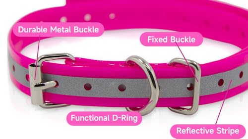 Waterproof TPU Replacement Strap for Dog Training Collar, 27.5 in - color: Pink Reflect