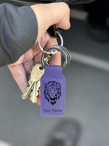 LaserGram Rectangle Keychain, Allah 2, Personalized Engraving Included (Dark Purple) - color: Dark Purple