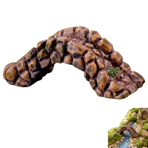 Miniature Resin Bridge, 6.6 x 2.5 cm, Dollhouse Decor, Garden Decoration Resin Craft Mini Bridge Outdoors Artificial Bridge Set Arch Plank Bridge Rockery Bonsai House Garden Decor