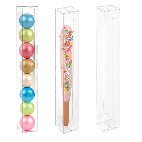 45 PCS Clear Pretzel Rod Boxes 1x1x8 Inches Gumball Tubes Box for 8, Individual Treat Box Transparent Plastic Candy Party Favor Boxes - color: 1x1x8 Inch