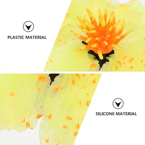 Artificial Water Grass Aquarium Decor Silicone Fish Tank Plant Ornament Lifelike Aquatic Landscape Decoration Lightweight Yellow Micro Landscape for Betta Fish and Aquariums