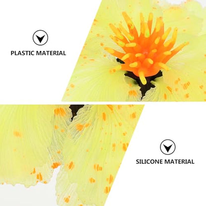 Artificial Water Grass Aquarium Decor Silicone Fish Tank Plant Ornament Lifelike Aquatic Landscape Decoration Lightweight Yellow Micro Landscape for Betta Fish and Aquariums