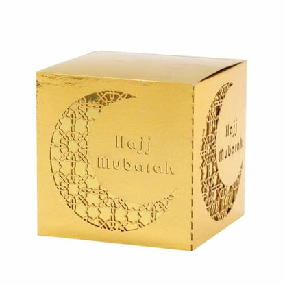 50 Pieces Eid Mubarak Boxes, Ramadan Goodie Gable Boxes, Reflective Paper Crescent Design Gift Boxes for Middle Eastern Festival Celebrations and Treats