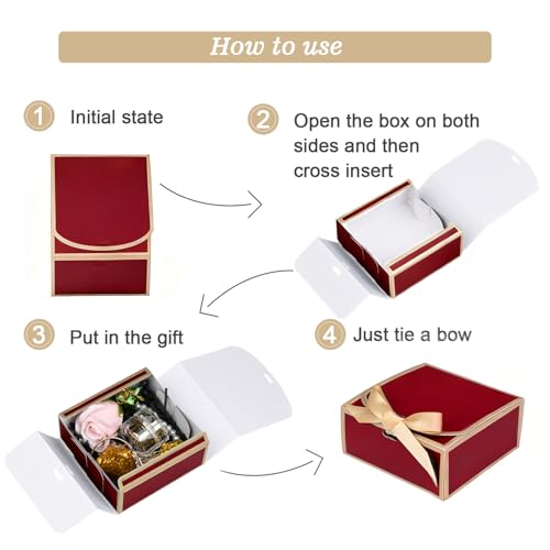 WLUSEAXI 12Pack Small Gift Boxes with Lids, 4.5''x4.5''x2'' Small Boxes for Gifts with Ribbons, Red Gift Boxes for Present, Birthday, Valentine's Day, Mother's Day, Holiday - color: Red
