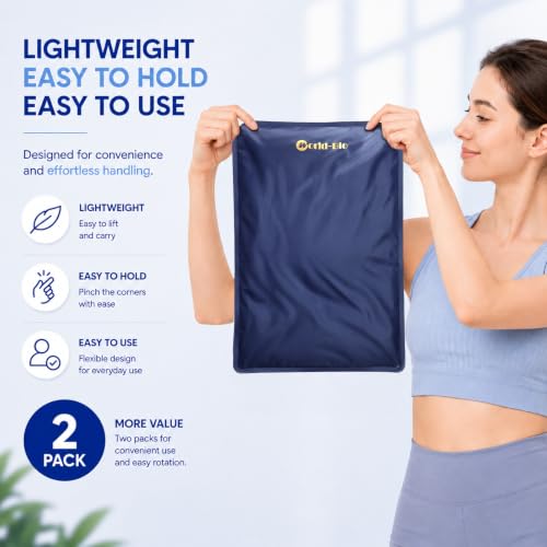 WORLD-BIO 2Pcs Flexible Large Gel Ice Pack for Injuries,Reusable Cold Packs | 11.5" x 15.4" Lareg Size,Stays Flexible When Frozen, Hot Cold Gel Packs for Back, Shoulders, Waist, Legs,Long-Lasting Cold - size: 2cps 12*16"