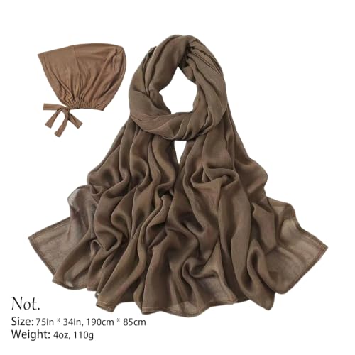 Modal Cotton Hijab Scarf for Women with Undercap Set - color: Choco Brown