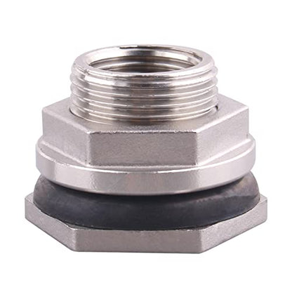 DERNORD 1/2" Female Bulkhead Water Tank Connector Stainless Steel Bulkhead Fittings Pack of 2 - size: 1/2 Inch, style: Pack of 2